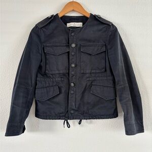 Golden Goose Deluxe Brand Venezia Moto Lightweight Utility Jacket Dark Blue